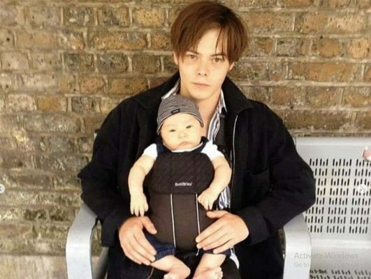 Charlie Heaton with his baby-boy Archie Heaton. 